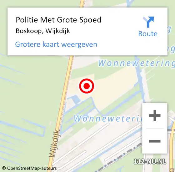 Locatie op kaart van de 112 melding: Politie Met Grote Spoed Naar Boskoop, Wijkdijk op 10 april 2023 00:50