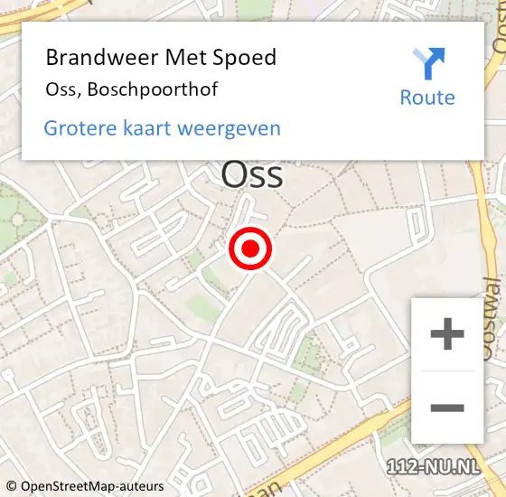 Locatie op kaart van de 112 melding: Brandweer Met Spoed Naar Oss, Boschpoorthof op 10 april 2023 03:10