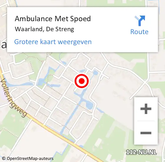 Locatie op kaart van de 112 melding: Ambulance Met Spoed Naar Waarland, De Streng op 10 april 2023 03:42