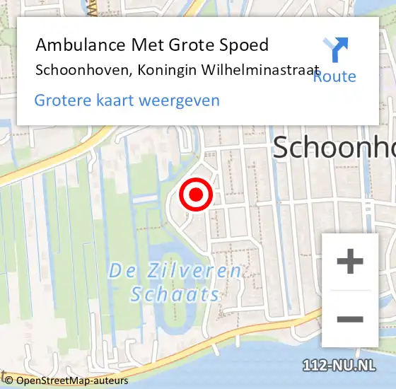 Locatie op kaart van de 112 melding: Ambulance Met Grote Spoed Naar Schoonhoven, Koningin Wilhelminastraat op 10 april 2023 04:30