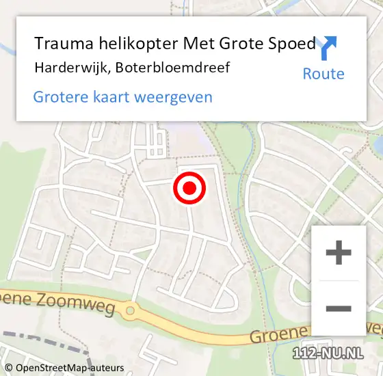 Locatie op kaart van de 112 melding: Trauma helikopter Met Grote Spoed Naar Harderwijk, Boterbloemdreef op 10 april 2023 04:47