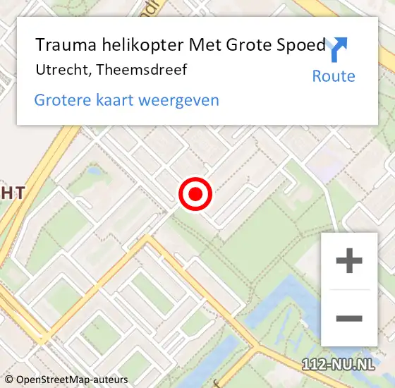 Locatie op kaart van de 112 melding: Trauma helikopter Met Grote Spoed Naar Utrecht, Theemsdreef op 10 april 2023 04:56