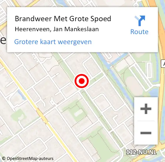 Locatie op kaart van de 112 melding: Brandweer Met Grote Spoed Naar Heerenveen, Jan Mankeslaan op 10 april 2023 04:58