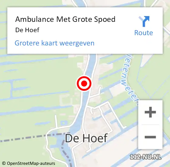 Locatie op kaart van de 112 melding: Ambulance Met Grote Spoed Naar De Hoef op 10 april 2023 06:46