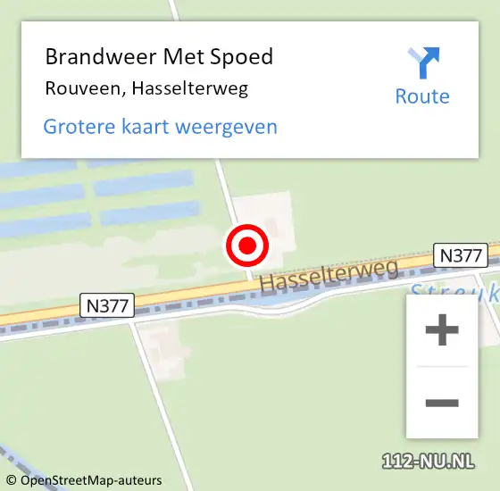 Locatie op kaart van de 112 melding: Brandweer Met Spoed Naar Rouveen, Hasselterweg op 10 april 2023 06:50