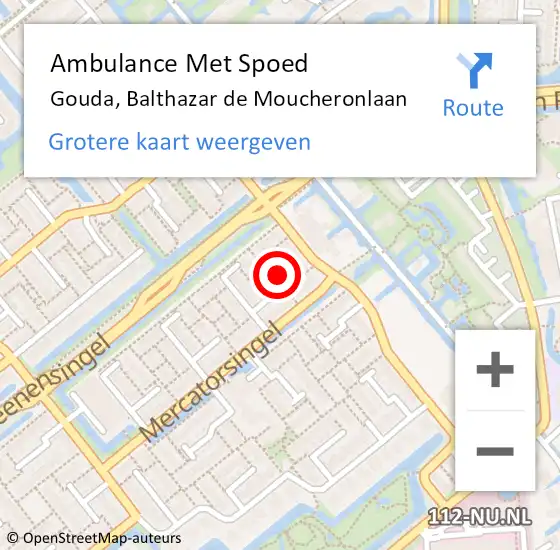 Locatie op kaart van de 112 melding: Ambulance Met Spoed Naar Gouda, Balthazar de Moucheronlaan op 10 april 2023 07:00