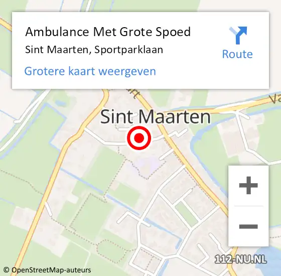 Locatie op kaart van de 112 melding: Ambulance Met Grote Spoed Naar Sint Maarten, Sportparklaan op 10 april 2023 07:44