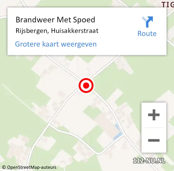 Locatie op kaart van de 112 melding: Brandweer Met Spoed Naar Rijsbergen, Huisakkerstraat op 21 augustus 2014 19:36