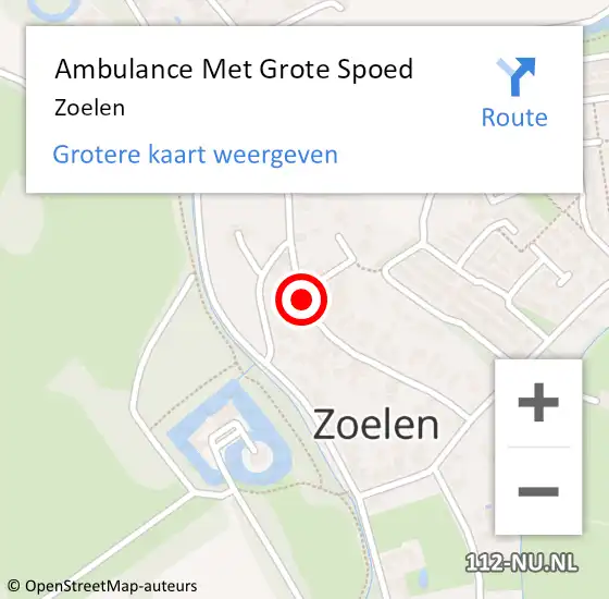 Locatie op kaart van de 112 melding: Ambulance Met Grote Spoed Naar Zoelen op 10 april 2023 08:15