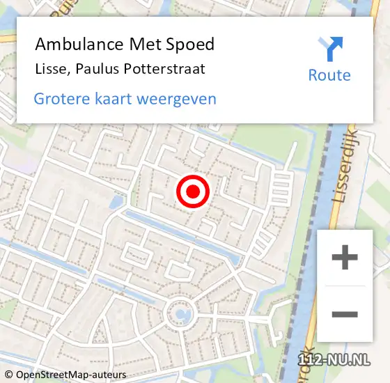 Locatie op kaart van de 112 melding: Ambulance Met Spoed Naar Lisse, Paulus Potterstraat op 10 april 2023 08:23