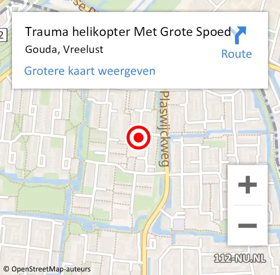 Locatie op kaart van de 112 melding: Trauma helikopter Met Grote Spoed Naar Gouda, Vreelust op 10 april 2023 09:00