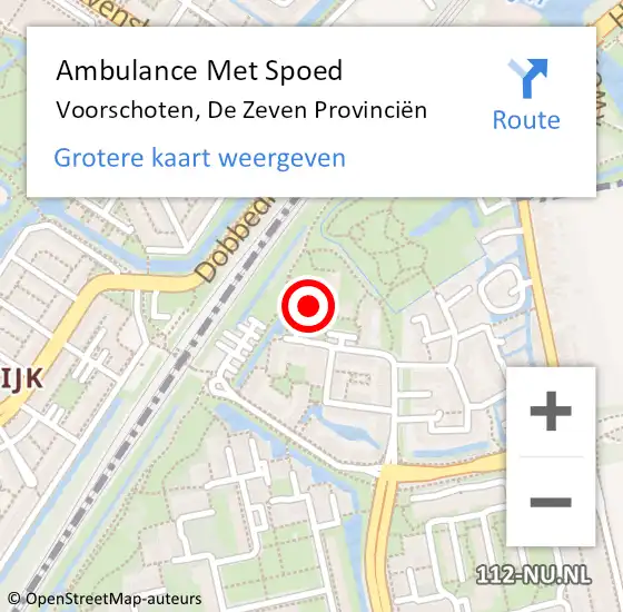 Locatie op kaart van de 112 melding: Ambulance Met Spoed Naar Voorschoten, De Zeven Provinciën op 10 april 2023 09:21