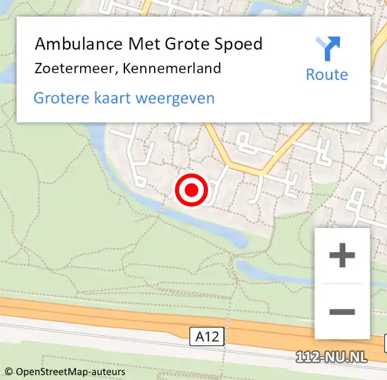 Locatie op kaart van de 112 melding: Ambulance Met Grote Spoed Naar Zoetermeer, Kennemerland op 10 april 2023 09:22