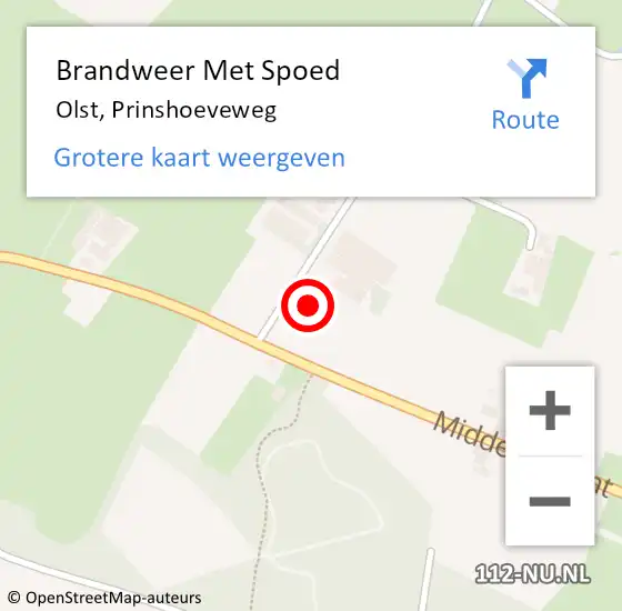 Locatie op kaart van de 112 melding: Brandweer Met Spoed Naar Olst, Prinshoeveweg op 10 april 2023 09:55