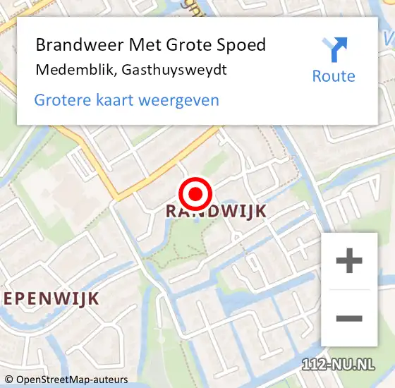 Locatie op kaart van de 112 melding: Brandweer Met Grote Spoed Naar Medemblik, Gasthuysweydt op 10 april 2023 10:09