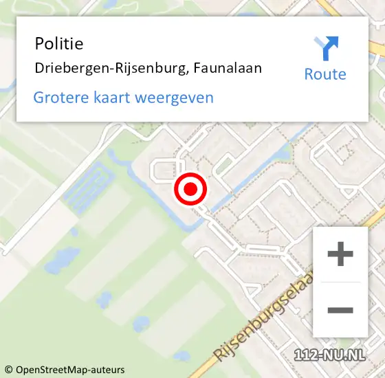 Locatie op kaart van de 112 melding: Politie Driebergen-Rijsenburg, Faunalaan op 10 april 2023 10:20