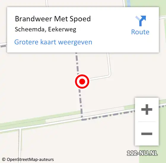 Locatie op kaart van de 112 melding: Brandweer Met Spoed Naar Scheemda, Eekerweg op 10 april 2023 10:20