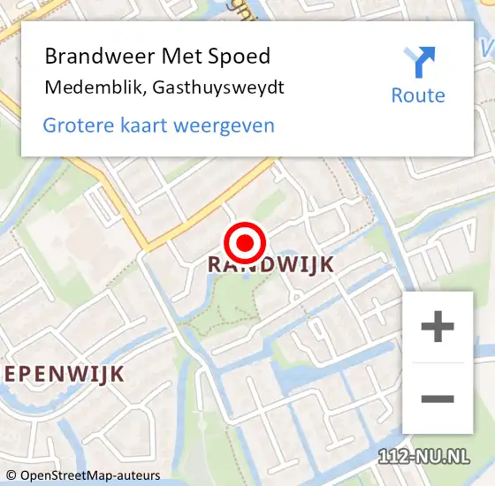 Locatie op kaart van de 112 melding: Brandweer Met Spoed Naar Medemblik, Gasthuysweydt op 10 april 2023 10:47