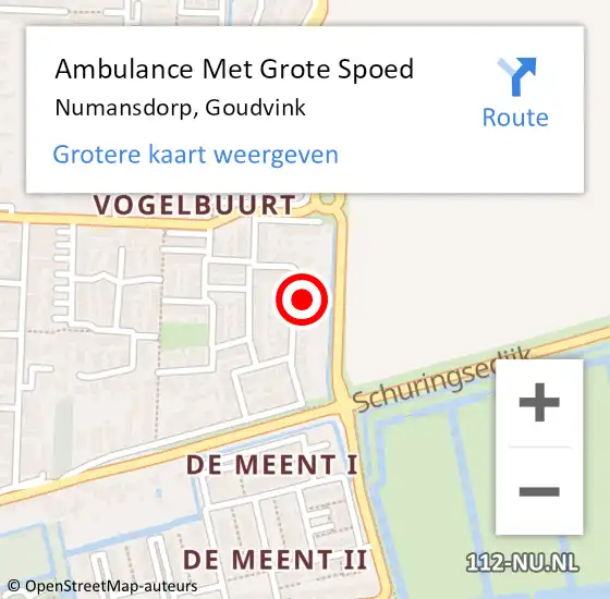 Locatie op kaart van de 112 melding: Ambulance Met Grote Spoed Naar Numansdorp, Goudvink op 10 april 2023 10:51