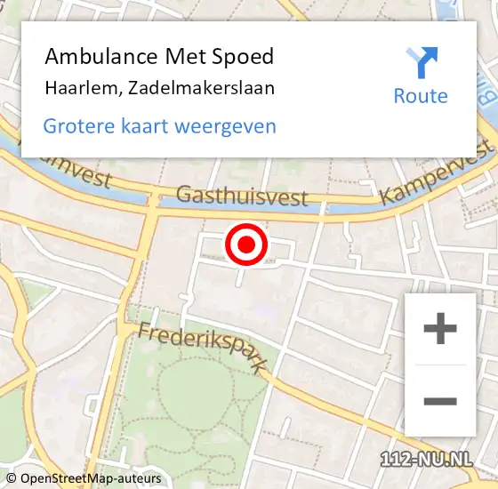 Locatie op kaart van de 112 melding: Ambulance Met Spoed Naar Haarlem, Zadelmakerslaan op 10 april 2023 11:13