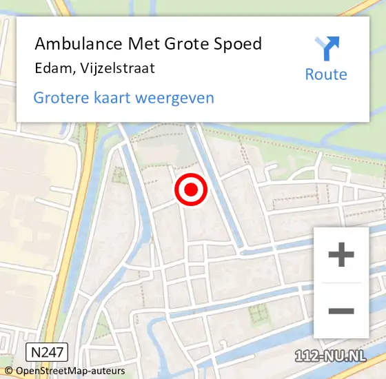 Locatie op kaart van de 112 melding: Ambulance Met Grote Spoed Naar Edam, Vijzelstraat op 10 april 2023 11:18