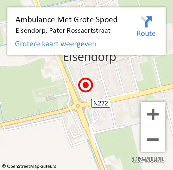 Locatie op kaart van de 112 melding: Ambulance Met Grote Spoed Naar Elsendorp, Pater Rossaertstraat op 21 augustus 2014 19:59