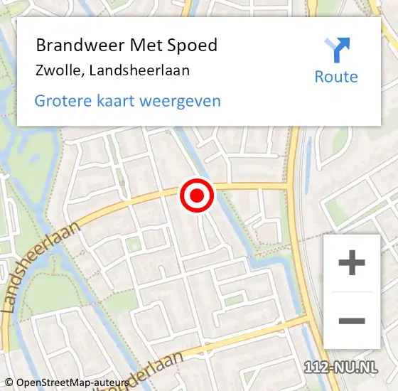 Locatie op kaart van de 112 melding: Brandweer Met Spoed Naar Zwolle, Landsheerlaan op 10 april 2023 12:00