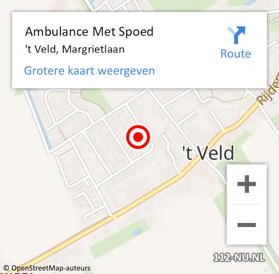 Locatie op kaart van de 112 melding: Ambulance Met Spoed Naar 't Veld, Margrietlaan op 10 april 2023 12:02