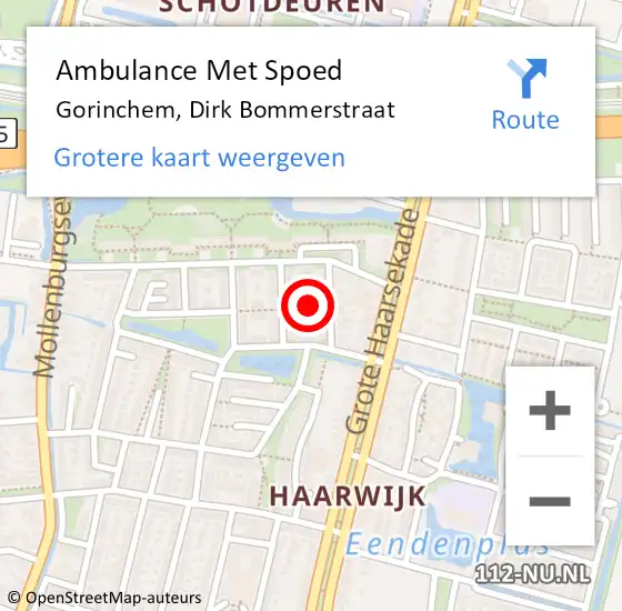 Locatie op kaart van de 112 melding: Ambulance Met Spoed Naar Gorinchem, Dirk Bommerstraat op 10 april 2023 12:17