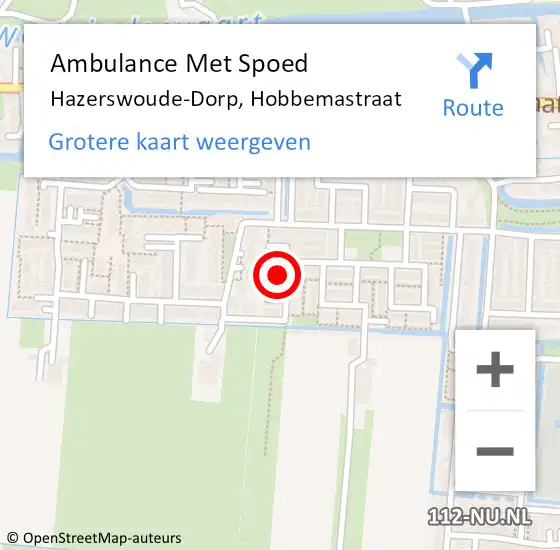 Locatie op kaart van de 112 melding: Ambulance Met Spoed Naar Hazerswoude-Dorp, Hobbemastraat op 10 april 2023 12:19