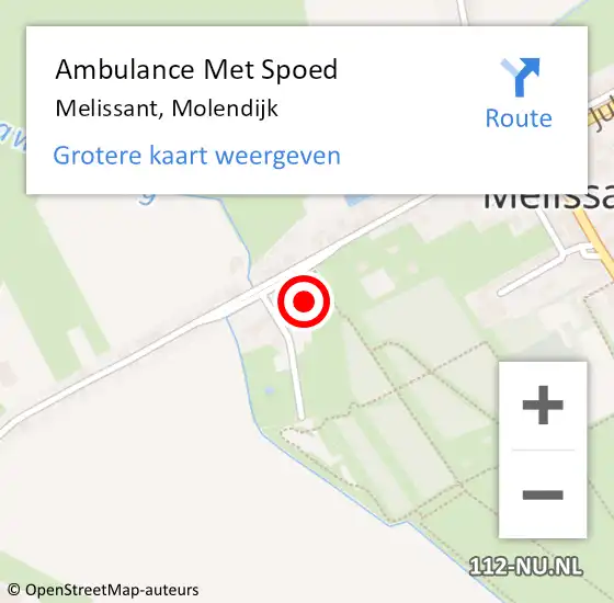 Locatie op kaart van de 112 melding: Ambulance Met Spoed Naar Melissant, Molendijk op 10 april 2023 12:28