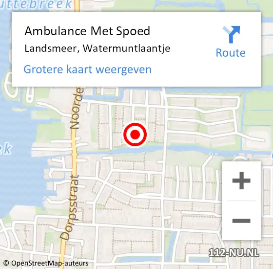 Locatie op kaart van de 112 melding: Ambulance Met Spoed Naar Landsmeer, Watermuntlaantje op 10 april 2023 12:33