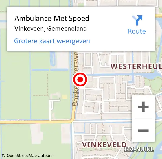 Locatie op kaart van de 112 melding: Ambulance Met Spoed Naar Vinkeveen, Gemeeneland op 21 augustus 2014 20:10