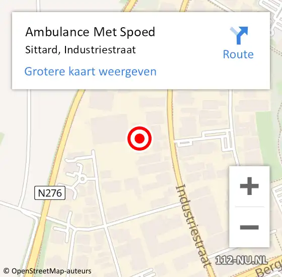 Locatie op kaart van de 112 melding: Ambulance Met Spoed Naar Sittard, Industriestraat op 10 april 2023 12:48