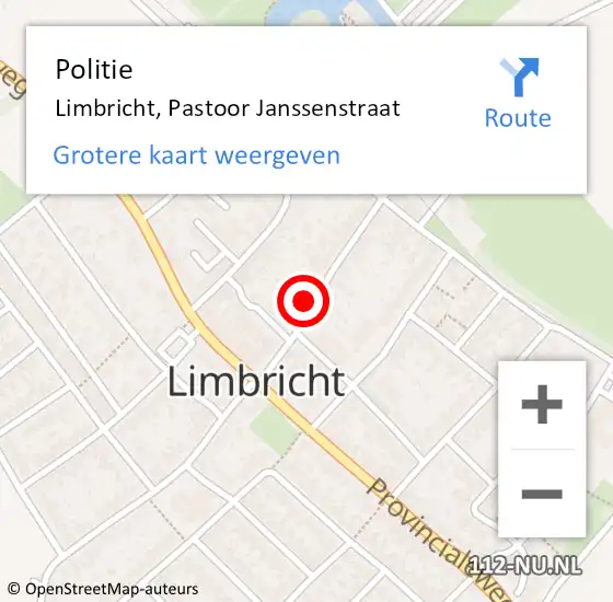 Locatie op kaart van de 112 melding: Politie Limbricht, Pastoor Janssenstraat op 10 april 2023 12:55