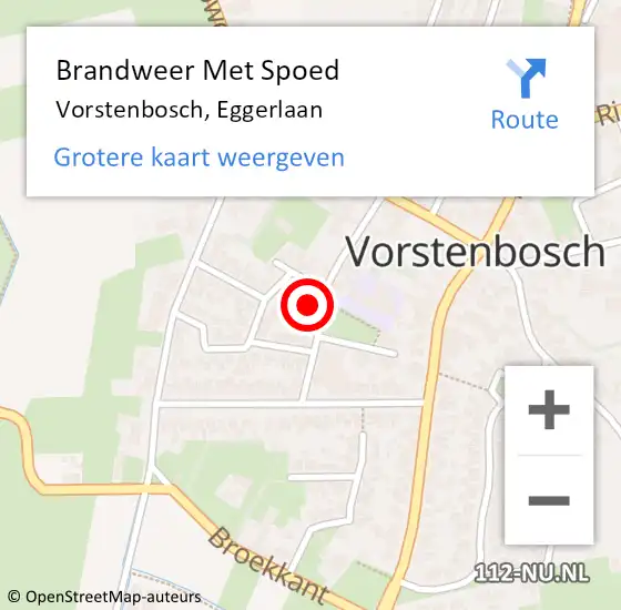 Locatie op kaart van de 112 melding: Brandweer Met Spoed Naar Vorstenbosch, Eggerlaan op 10 april 2023 13:29