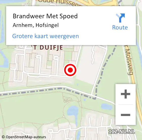 Locatie op kaart van de 112 melding: Brandweer Met Spoed Naar Arnhem, Hofsingel op 10 april 2023 13:35