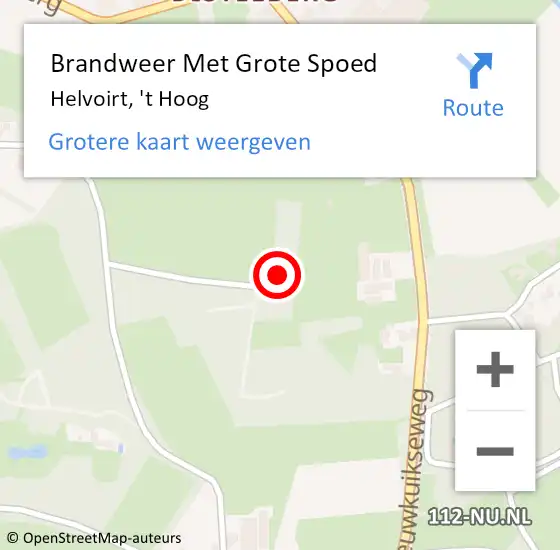 Locatie op kaart van de 112 melding: Brandweer Met Grote Spoed Naar Helvoirt, 't Hoog op 10 april 2023 14:04