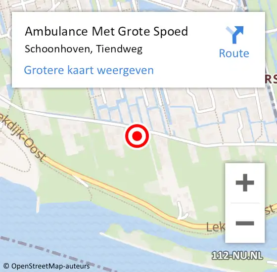 Locatie op kaart van de 112 melding: Ambulance Met Grote Spoed Naar Schoonhoven, Tiendweg op 10 april 2023 14:10
