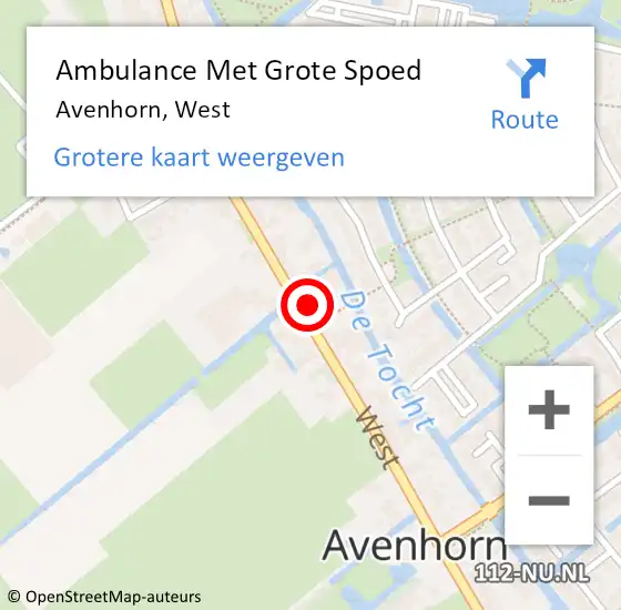 Locatie op kaart van de 112 melding: Ambulance Met Grote Spoed Naar Avenhorn, West op 10 april 2023 14:13