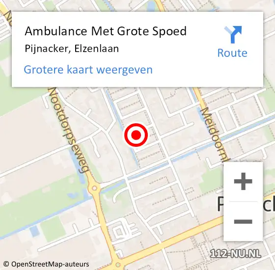 Locatie op kaart van de 112 melding: Ambulance Met Grote Spoed Naar Pijnacker, Elzenlaan op 10 april 2023 14:49