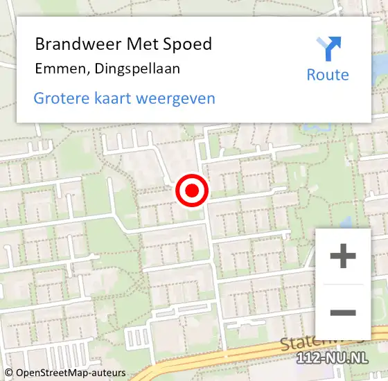 Locatie op kaart van de 112 melding: Brandweer Met Spoed Naar Emmen, Dingspellaan op 10 april 2023 15:06