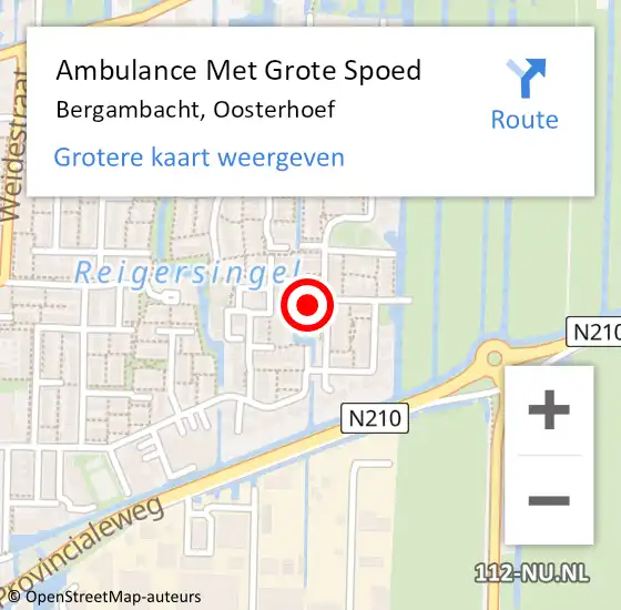 Locatie op kaart van de 112 melding: Ambulance Met Grote Spoed Naar Bergambacht, Oosterhoef op 10 april 2023 15:09