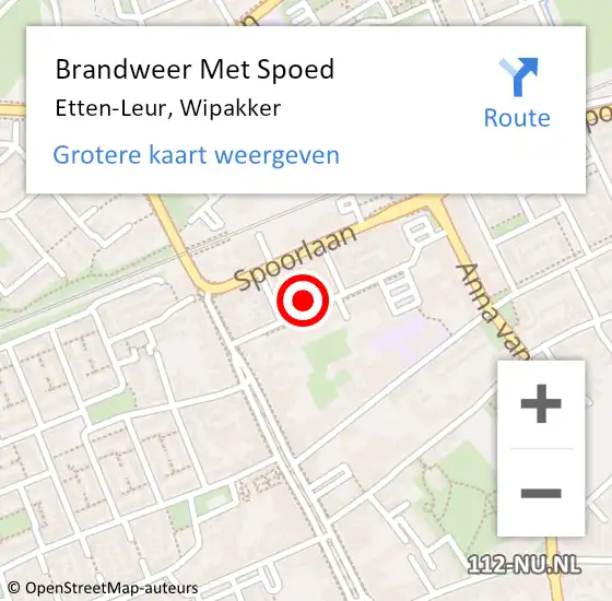 Locatie op kaart van de 112 melding: Brandweer Met Spoed Naar Etten-Leur, Wipakker op 10 april 2023 15:14