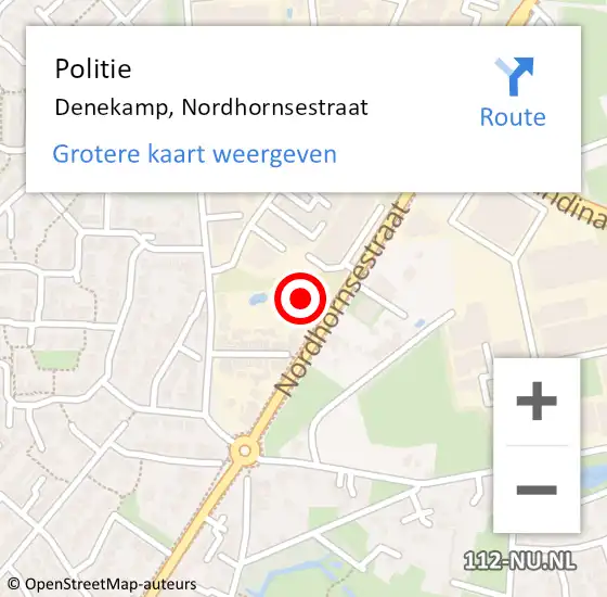 Locatie op kaart van de 112 melding: Politie Denekamp, Nordhornsestraat op 10 april 2023 15:33