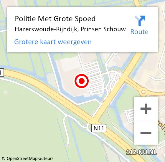 Locatie op kaart van de 112 melding: Politie Met Grote Spoed Naar Hazerswoude-Rijndijk, Prinsen Schouw op 10 april 2023 15:37