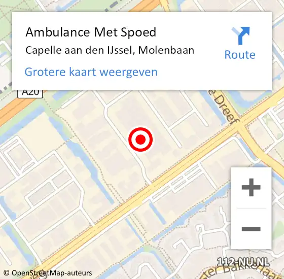 Locatie op kaart van de 112 melding: Ambulance Met Spoed Naar Capelle aan den IJssel, Molenbaan op 10 april 2023 15:43