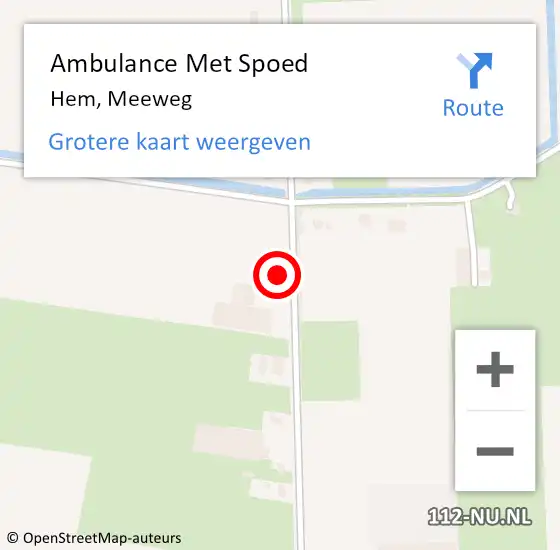 Locatie op kaart van de 112 melding: Ambulance Met Spoed Naar Hem, Meeweg op 10 april 2023 15:53