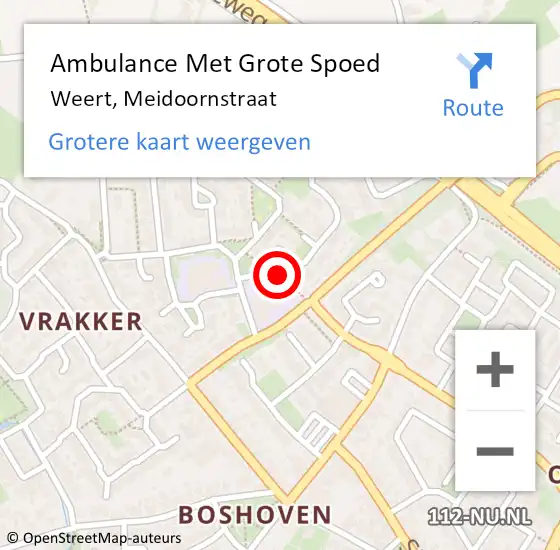 Locatie op kaart van de 112 melding: Ambulance Met Grote Spoed Naar Weert, Meidoornstraat op 10 april 2023 16:40