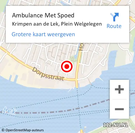 Locatie op kaart van de 112 melding: Ambulance Met Spoed Naar Krimpen aan de Lek, Plein Welgelegen op 10 april 2023 16:49